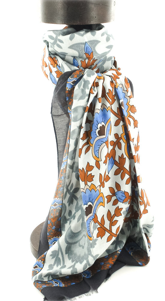 SCARF ARCHY FLEURS GRIS