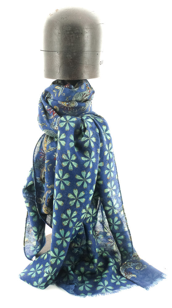 SCARF PARSIFAL CACHEMIRE BLEU