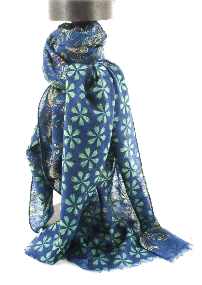 SCARF PARSIFAL CACHEMIRE BLEU