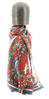 SCARF VERBIER FLEURS GRENAT