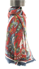 SCARF VERBIER FLEURS GRENAT