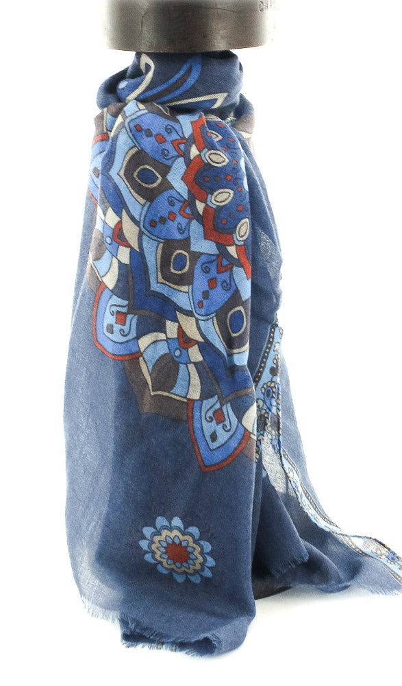 SCARF VERBIER MANDALA BLEU